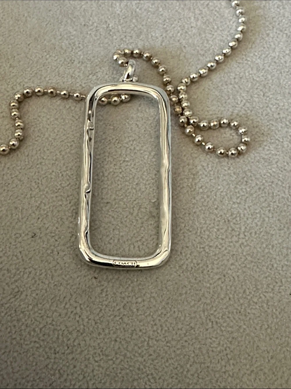 Coach Silver Thailand 925 Rectangular Pendant Necklace